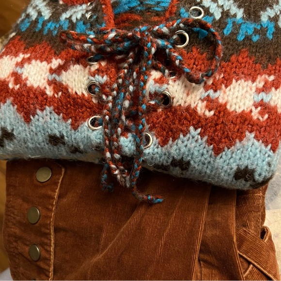 Vintage Kenzie Girl Multicolor Mohair Sweater Pullover Lace Up Size M - Picture 6 of 8